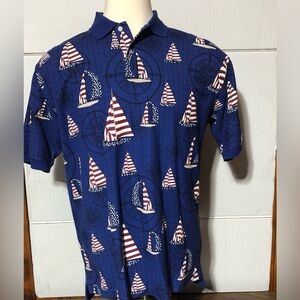 Croft & Barrow Sport size M Nautical patriotic 4th of July polo 30” L 23” p2p